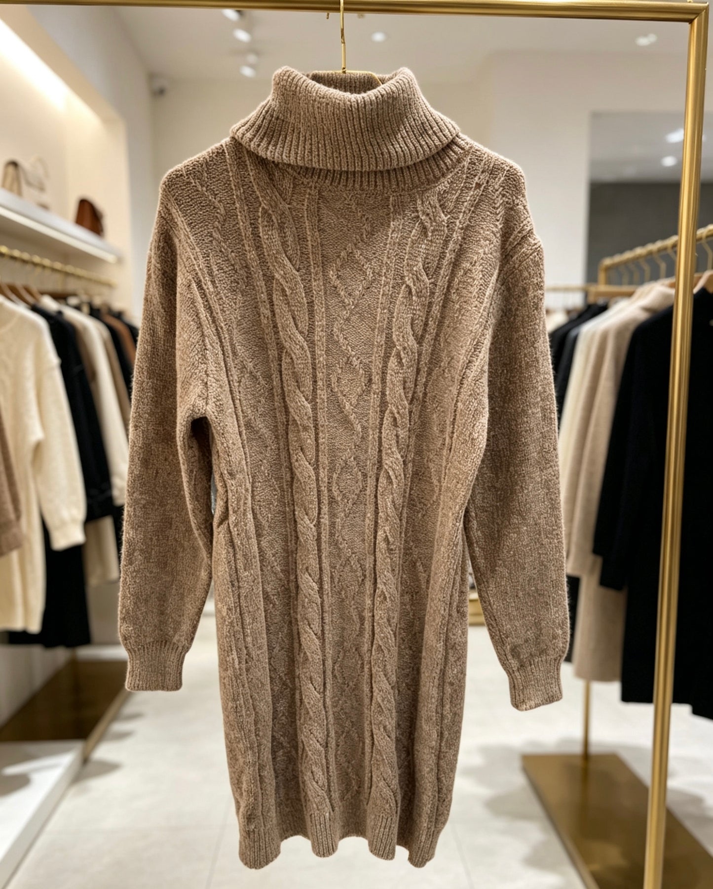 ✨ Vestido Tejido Cuello Alto Manga Larga