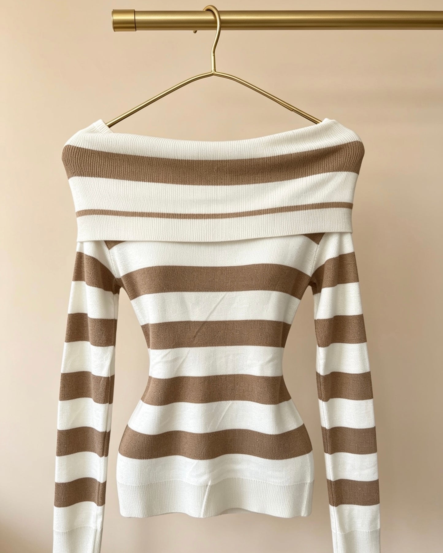 ✨ Suéter de Rayas Shoulder para Mujer