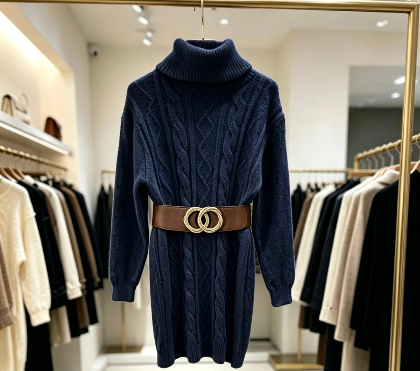 ✨ Vestido Tejido Cuello Alto Manga Larga